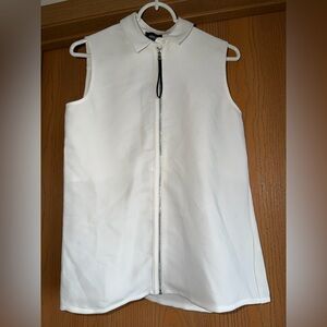 Armani Jeans Women's Sleeveless Zip White Shirt